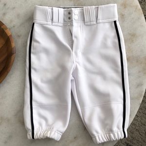 Easton youth small white with black piping  baseball knicker